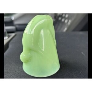 1930s Original McKee Jadeite Risque Bottoms Up Shot Glass Pat 77725 UV GLOWS